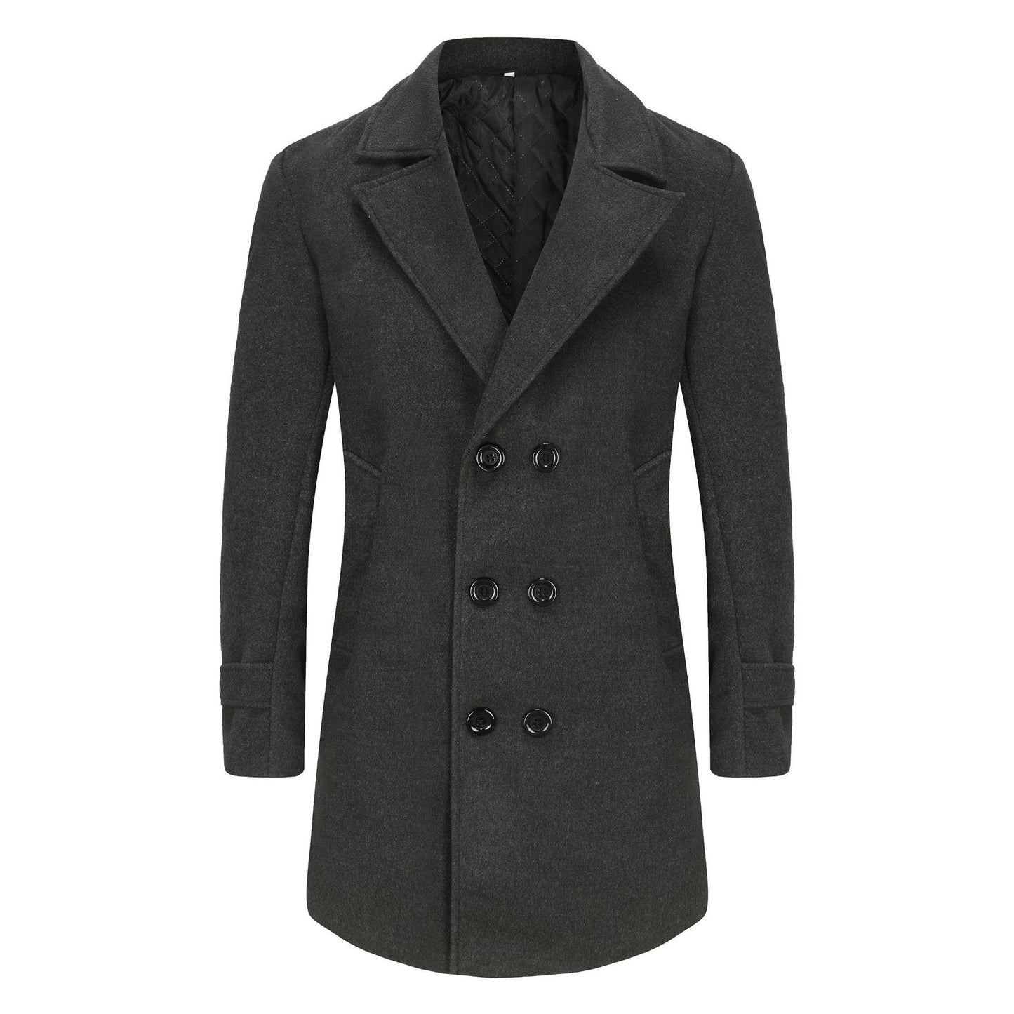 High-end men's mid-length coat business lapel woolen coat autumn and winter durable men's coat