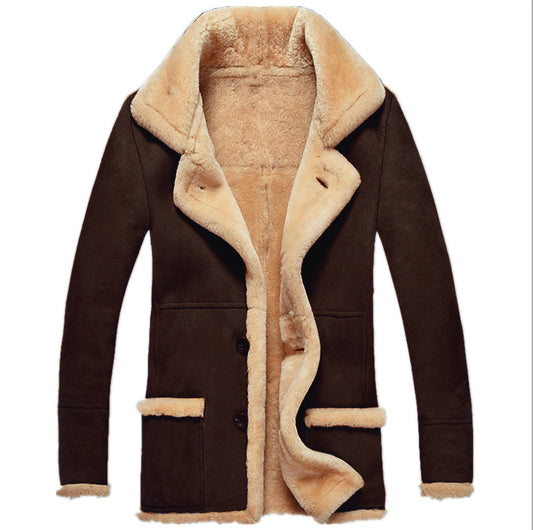 Autumn and winter fur thick coat leather coat men's coat jacket