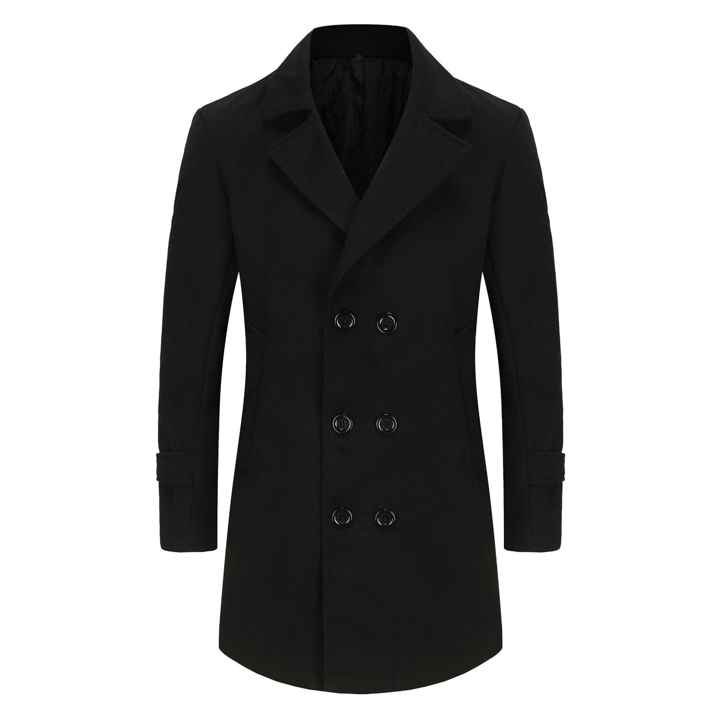 High-end men's mid-length coat business lapel woolen coat autumn and winter durable men's coat