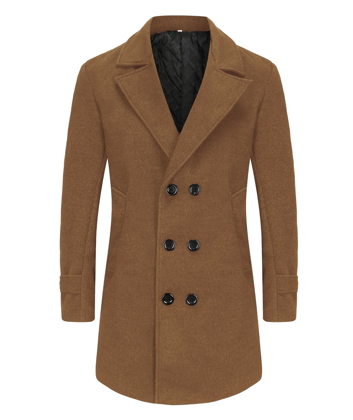 High-end men's mid-length coat business lapel woolen coat autumn and winter durable men's coat