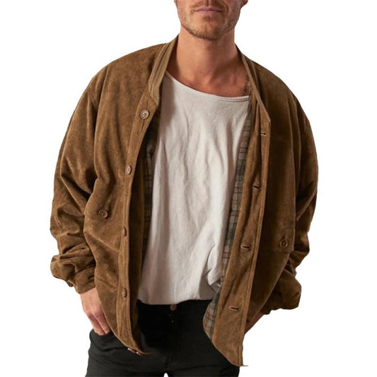 Autumn all-match solid color casual men's jacket suede coat