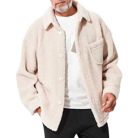 Autumn and winter new lamb wool coat men's jacket casual versatile lapel coat