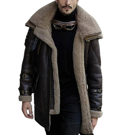 Fashion men's fur jacket leather fur thickened jacket coat