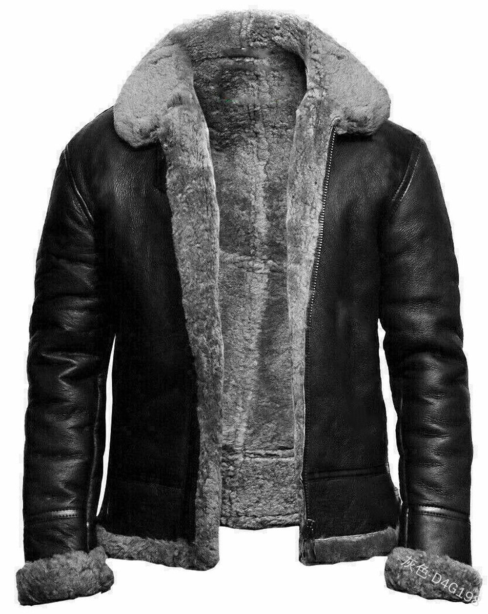 Fashion leather jacket street fur men's thick coat